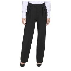 Calvin Klein Women's High Waist Wide Leg Dress Pants Front Pleated Black 8